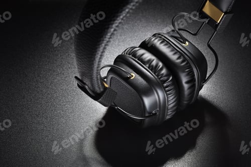 Preview: Wireless on-ear headphones on black background