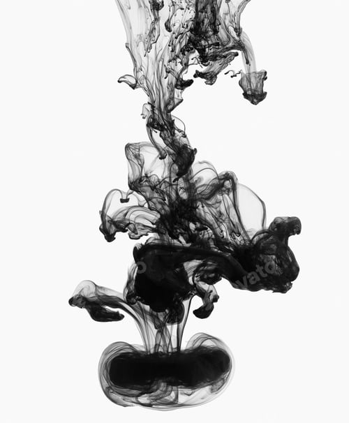 Preview: Acrylic black ink in water, isolated on white