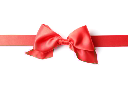 Preview: Red Ribbon and Bow on White Background