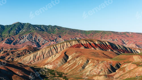 Preview: View of the beautiful striped red mountain