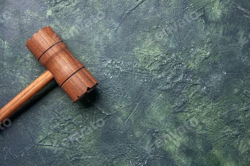 Preview: top view wooden hammer for meat beating on dark background kitchen wood photo butcher meat cuisine