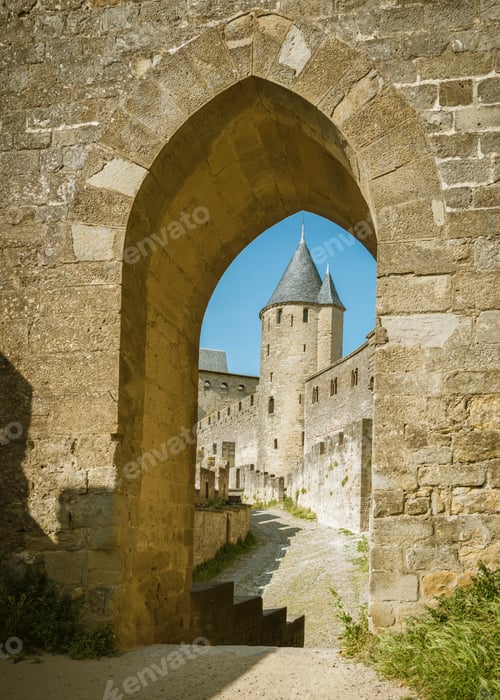 Preview: Gateway arch of fort, Carcassonne, Languedoc-Roussillon, France