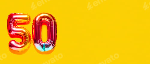 Preview: Rainbow foil balloon number. Top view.