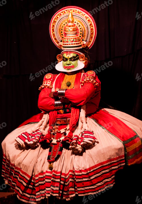 Preview: Portrait of Kathakali dance performer in Kerala, India