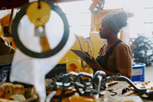 Preview: Female Factory Worker Using Digital Tablet