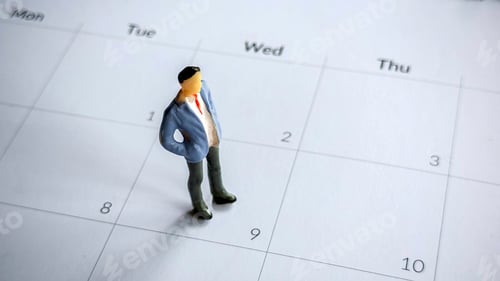 Preview: Business and Time Management: Miniature Businessman on a Calendar