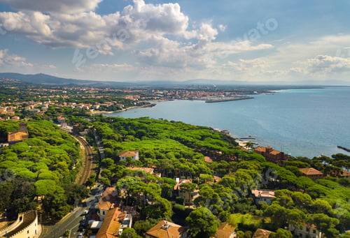 Preview: Top view of the city and the promenade located in Castiglioncello in Tuscany. Italy, Livorno
