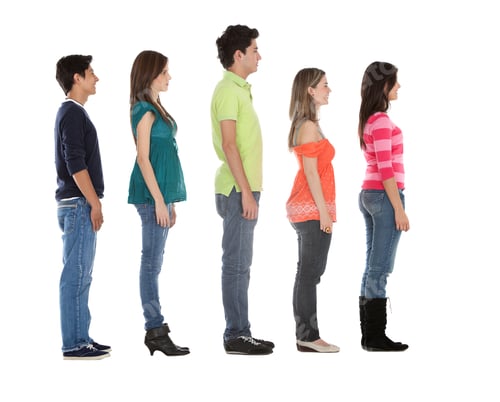Preview: Casual Group Of People In A Row - Isolated Over A White Background