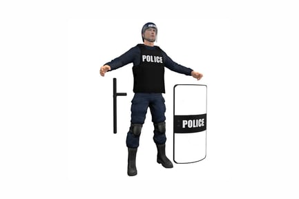 Preview: Police officer with baton and display boards