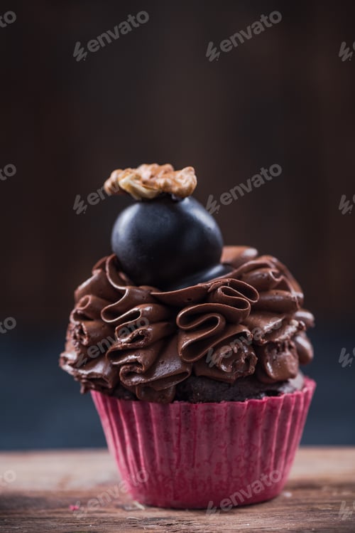 Preview: Chocolate Cupcake with Chocolate Frosting and Walnut