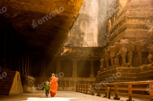 Preview: Tourist at Ellora caves, UNESCO world heritage site, India