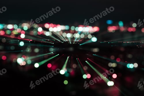 Preview: dark night background with colorful bokeh lights