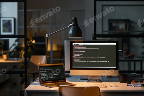 Preview: Workplace with computers with security codes