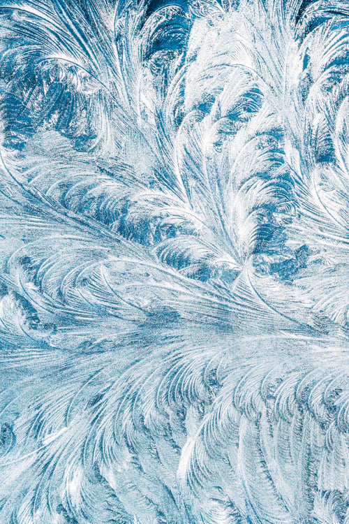 Preview: Blue Frosty Glass Ice Background, Natural Beautiful Snowflakes F