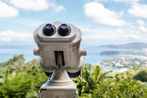 Preview: binocular for viewing the seascape on the observation deck of Phuket Island in Thailand