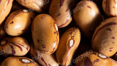 Preview: Close-up shot of an array of pinto beans scattered in a heap.