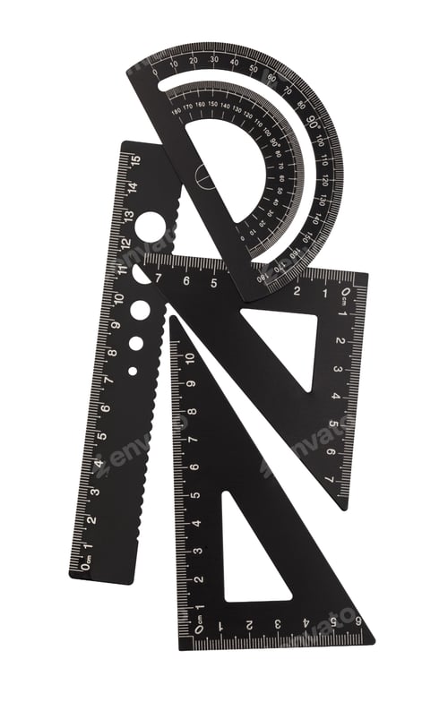 Preview: Black geometric drafting tools measuring and creating designs