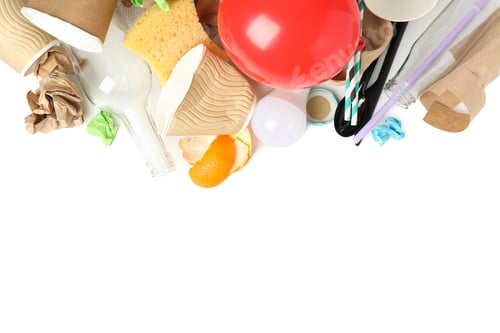 Preview: Frame of different trash isolated on white background