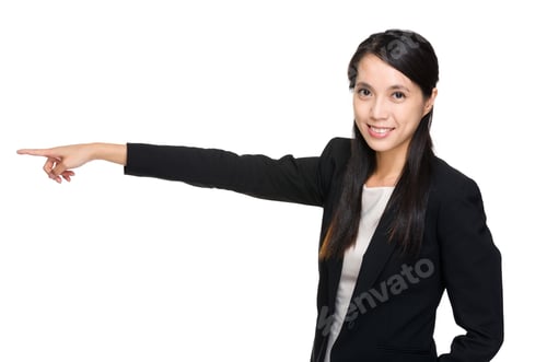 Preview: Business woman pointing aside