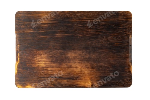 Preview: Dark wooden cutting board on white background