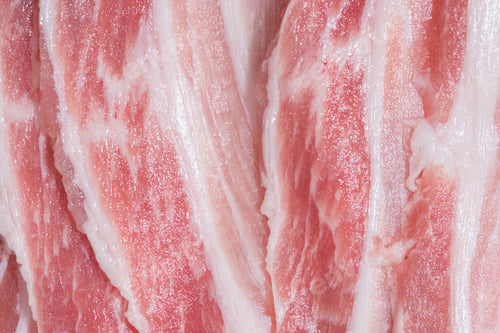 Preview: Closeup pack fresh bacon pork slices
