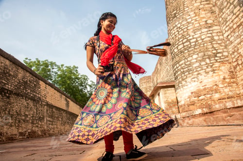 Preview: Tourist walking on the historical Mehrangarh fort, Jodhpur, India.