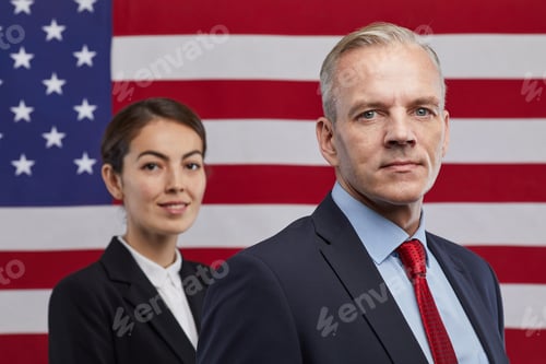Preview: Mature Politician against American Flag