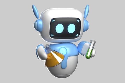 Visualização: Ajudante assistente de robô científico de desenhos animados