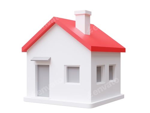 Preview: House isolated on white transparent, 3d render