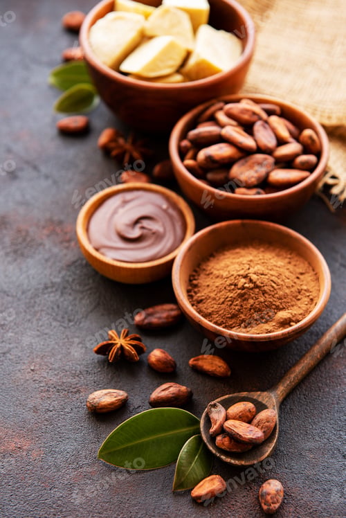 Preview: Cocoa beans and powder