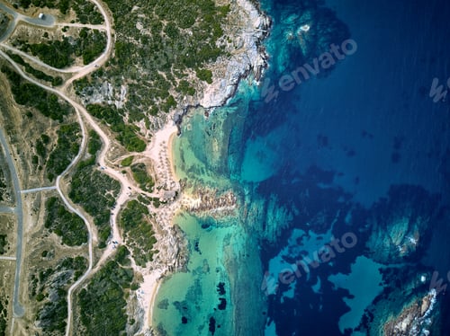 Preview: Beautiful beach top aerial view drone shot
