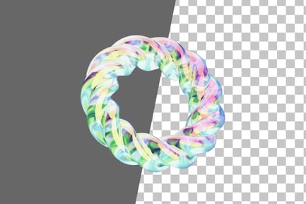 Preview: Twisted Wavy Ring Chrome 3D Icon