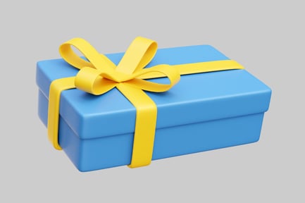 Preview: Blue Gift Box With Yellow Ribbon
