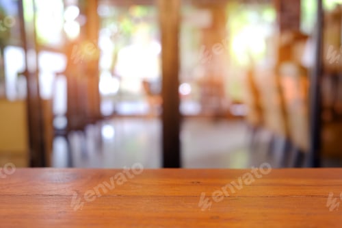 Preview: Wooden floor with blurred cafe background.