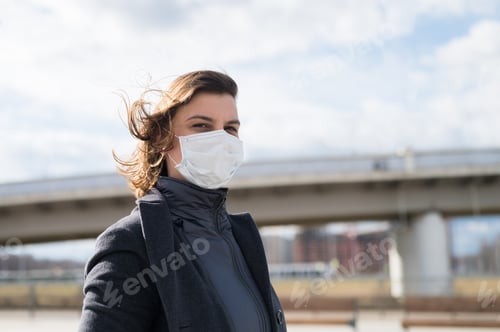 Woman Wearing a Face Mask Outdoors