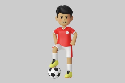 Preview: Cartoon soccer player on ball