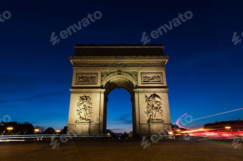 Preview: Arc De Triomphe in Paris, France at night