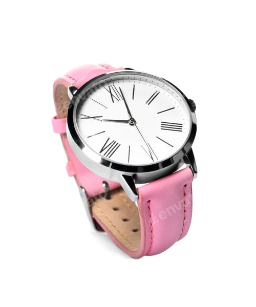 Preview: Stylish wrist watch on white background. Fashion accessory