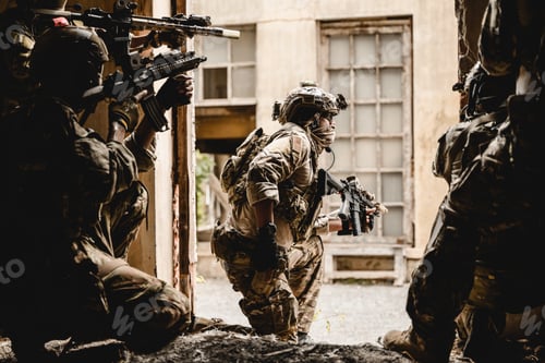 Preview: Expert team of soldiers attacking enemy during military operation