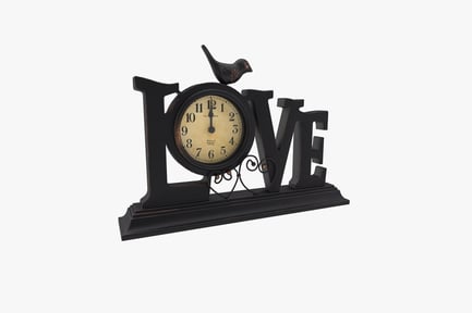 Preview: Clock with bird and "love" inscription