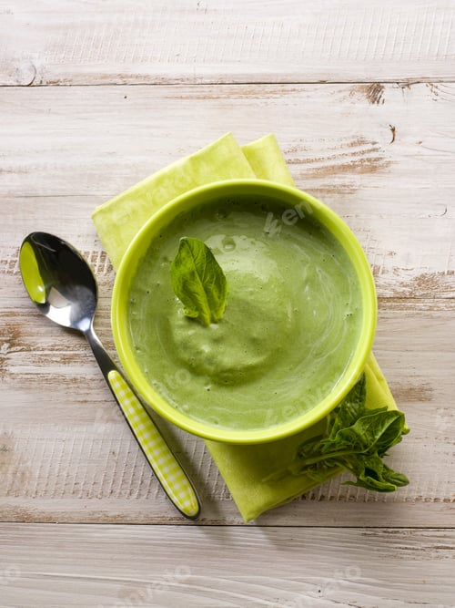 Preview: spinach soup, vegetarian food