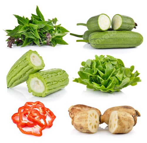 Preview: red pepper slices, Lotus root, Momordica charantia, Green Oak, S