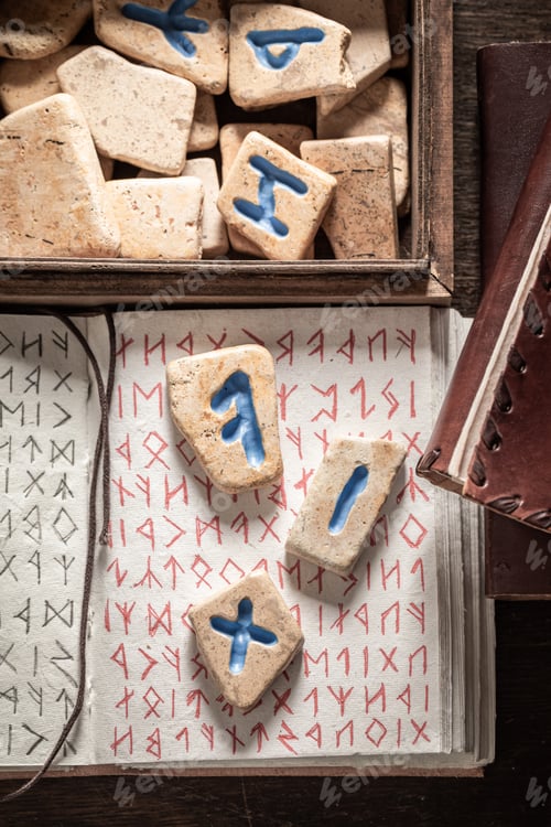 Preview: Vintage divination by rune stones based on antique scrolls