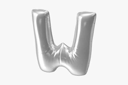 Preview: Silver Foil Letter W Balloon