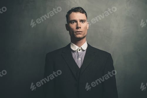 Preview: Portrait Of Retro 1920S English Gangster In Suit.