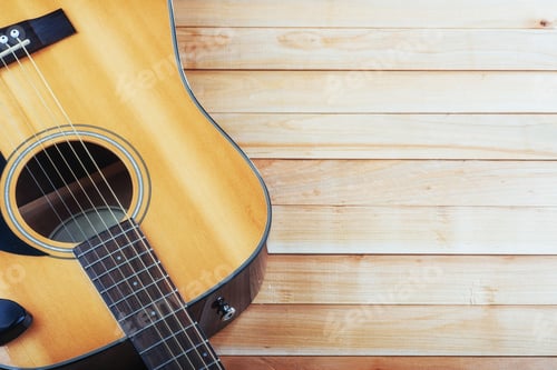 Preview: Photography classical guitar on a light brown background
