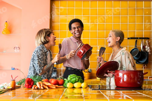 Preview: Group of friends bonding at home, LGBTQ and diversity concepts