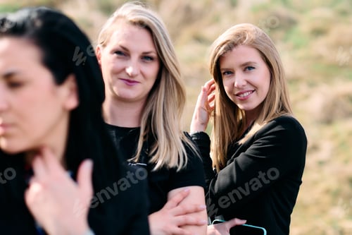 Preview: Empowered Businesswomen Taking a Break: A Moment of Relaxation on the Company Terrace.