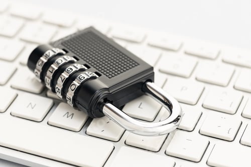 Preview: Closed padlock on computer keyboard. Cyber security concept