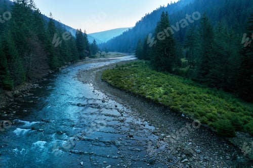 Preview: Picturesque mountain river close-up. Carpathian mountains